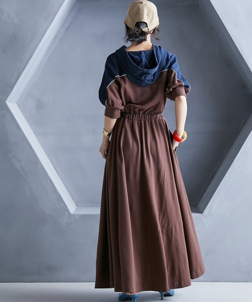 「GEVS.」 半袖ワンピース LL ブラウン レディース_画像9