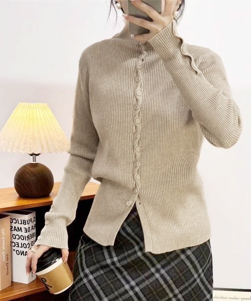 LOWO ニット セーター ハイネック リブニット 長袖 トップス 秋冬
