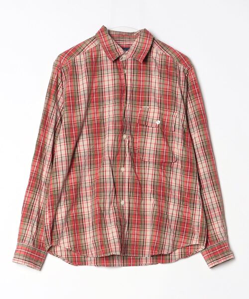 STUSSY / 長袖シャツ/M/--/RED/チェック/レッド/赤/ STUSSY 「STUSSY」 チェック柄長袖シャツ M レッド メンズ : ZOZOTOWN