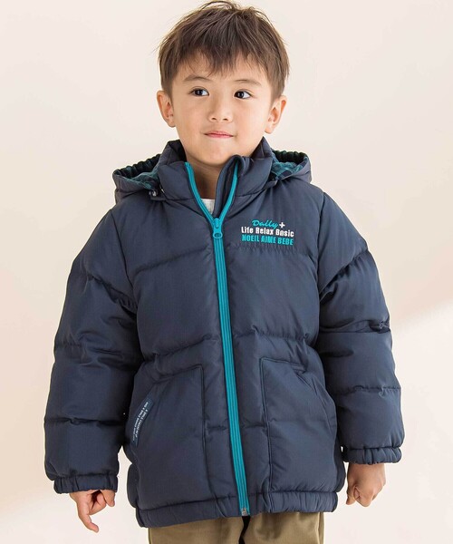 ダウン アウター 取り外せるフード付きタフタダウンジャケット(90~130cm) キッズ 子供服 男の子 女の子