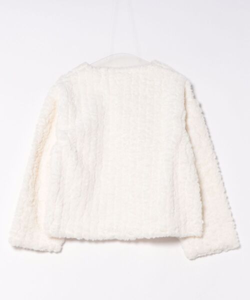 ジャケット ノーカラージャケット もこもこ ノーカラーフェイクファー