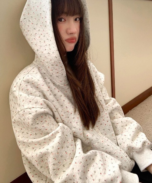パーカー feminine flower zip hoodie top レディース : ZOZOTOWN
