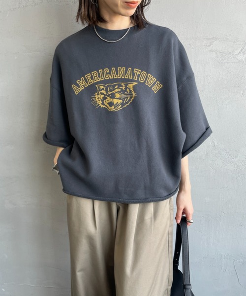 美品アメリカーナスウェットライトグレー AMERICANA（アメリカーナ） スウェットカットソー ONE SIZE ライト