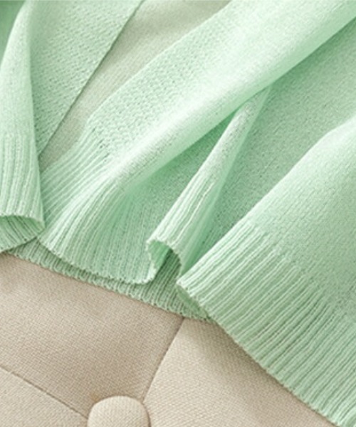 「COCOMOMO」 ニットカーディガン FREE パープル レディース_画像3