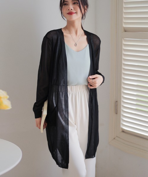 「COCOMOMO」 ニットカーディガン FREE パープル レディース_画像4