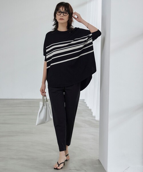 「ICB」 7分袖カットソー SMALL ネイビー レディース_画像2