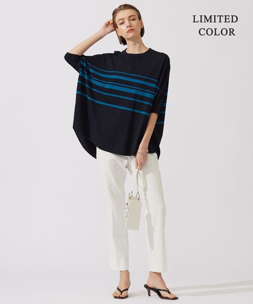 「ICB」 7分袖カットソー SMALL ネイビー レディース_画像4