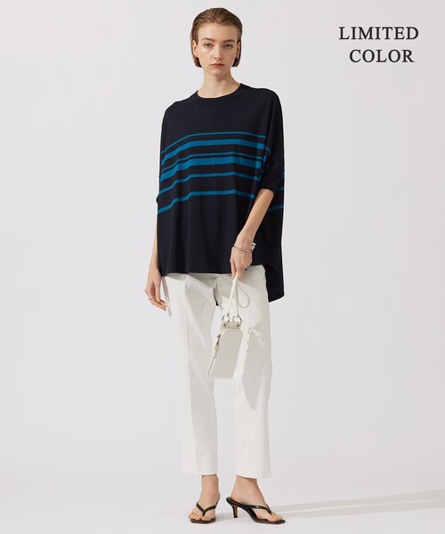 「ICB」 7分袖カットソー SMALL ネイビー レディース_画像5