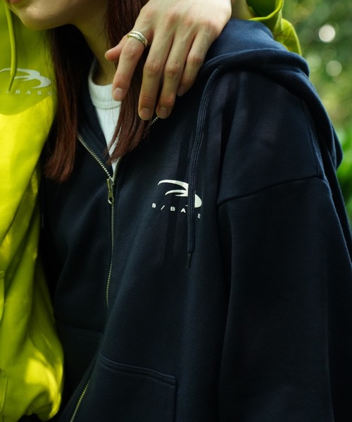 「BROKEN BASE」 ジップアップパーカー MEDIUM ブラック メンズ_画像9