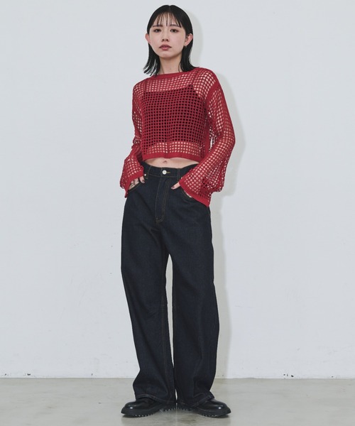 「Aunt Marie's」 デニムパンツ LARGE ライトブルー レディース_画像3