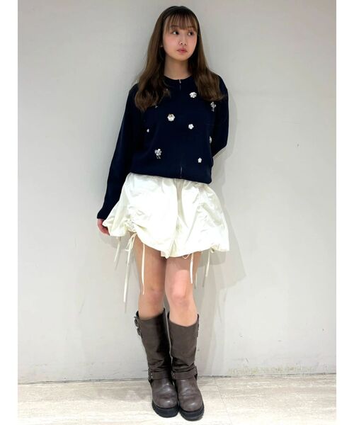 CALNAMUR（カルナムール） カーディガン フロントジップビジューニット