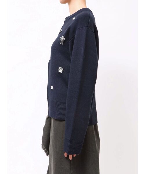 Rene ビジュー　フロントレース　ジップ　カーディガン　ニット　トップス CALNAMUR（カルナムール） カーディガン フロントジップビジューニット
