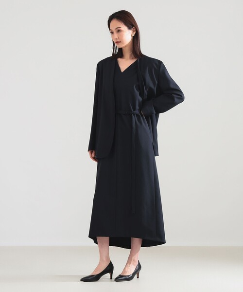 美品▲定価9.7万円▲ATON エイトン//ノーカラーウールメルトンコート 黒 ATON（エイトン） ジャケット ノーカラージャケット ATON / ウール
