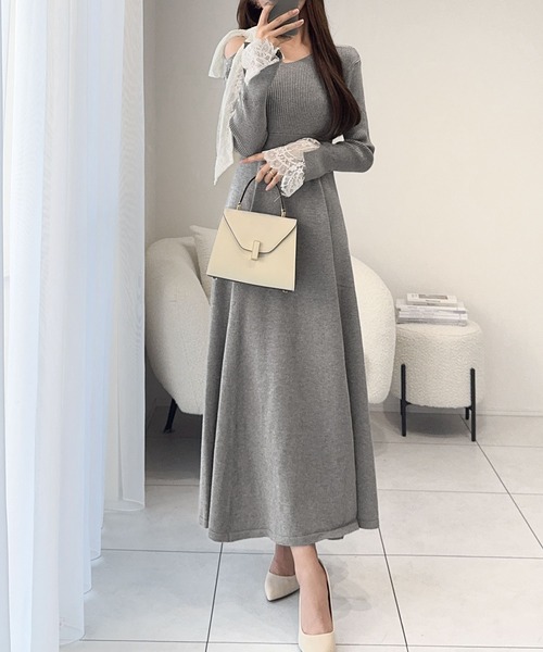 「mily bilet」 ニットワンピース MEDIUM グレー レディース_画像8