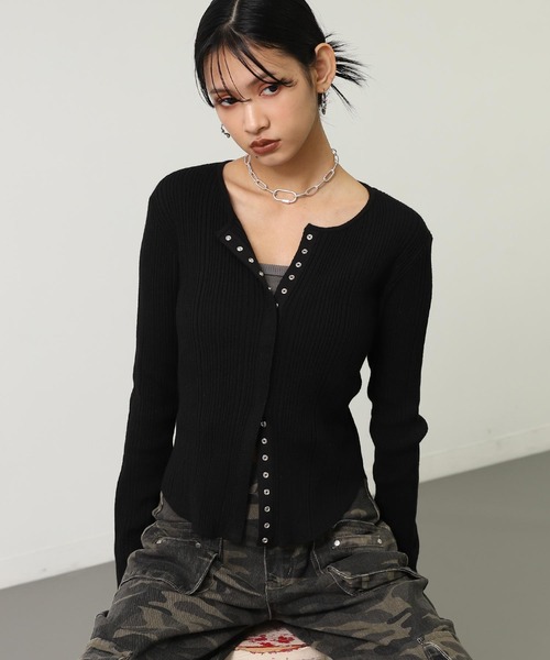 ANAP（アナップ） ニット セーター スナップボタン スリムリブ ニット