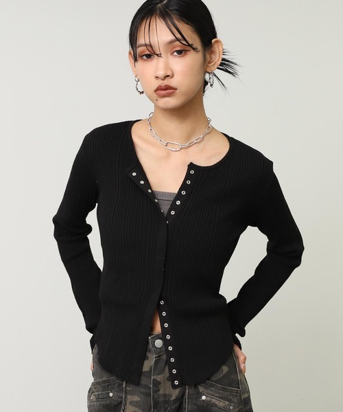 ANAP（アナップ） ニット セーター スナップボタン スリムリブ ニット