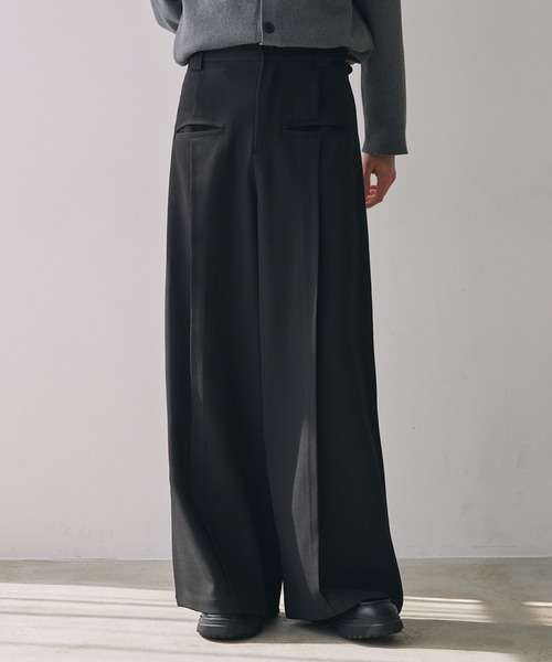 CIASENSE ワイドパンツ スラックス Front Pocket Tuck Slacks