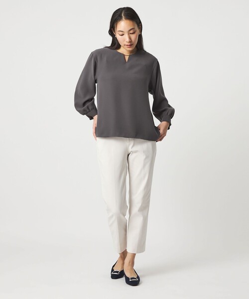 A DAY IN THE LIFE ブラウス シャツ ダブルクロス メタルパーツ 8分袖