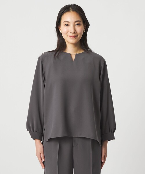 A DAY IN THE LIFE ブラウス シャツ ダブルクロス メタルパーツ 8分袖