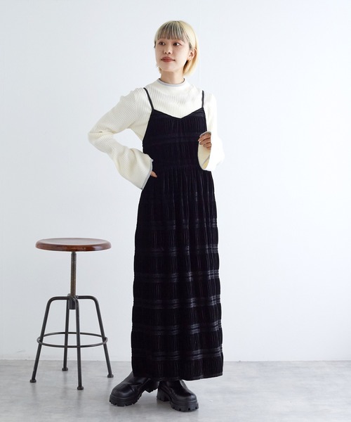 「w closet」 キャミソールワンピース FREE ブラック レディース_画像2