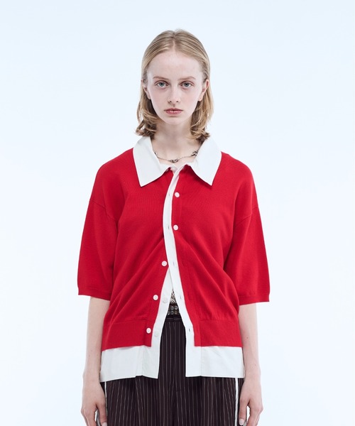 ポロシャツ Shirt layered half sleeve knit polo shirt / シャツ