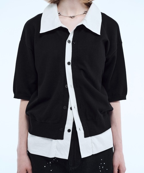 ポロシャツ Shirt layered half sleeve knit polo shirt / シャツ
