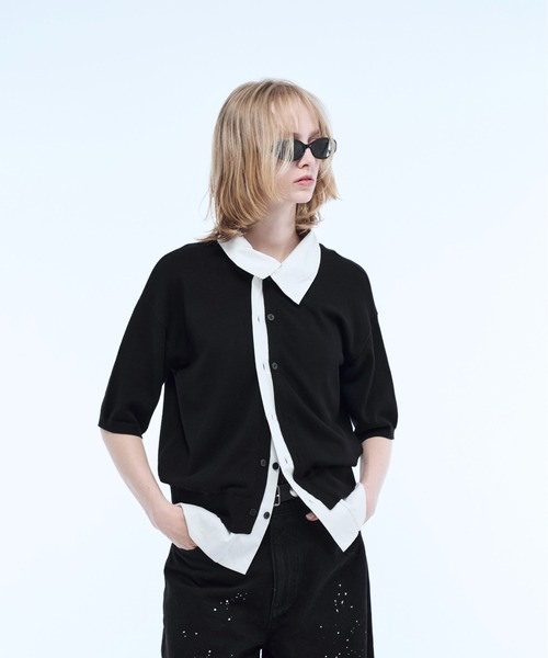 ポロシャツ Shirt layered half sleeve knit polo shirt / シャツ