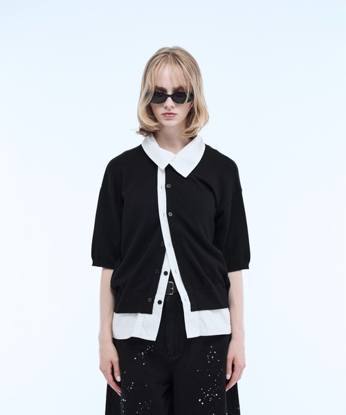 ポロシャツ Shirt layered half sleeve knit polo shirt / シャツ