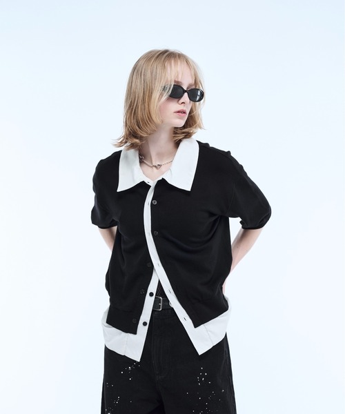 ポロシャツ Shirt layered half sleeve knit polo shirt / シャツ