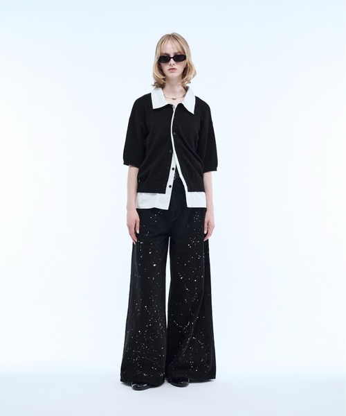 seyto サイズ2 / シャツレイヤードハーフスリーブニットポロシャツ ポロシャツ Shirt layered half sleeve knit polo shirt / シャツ
