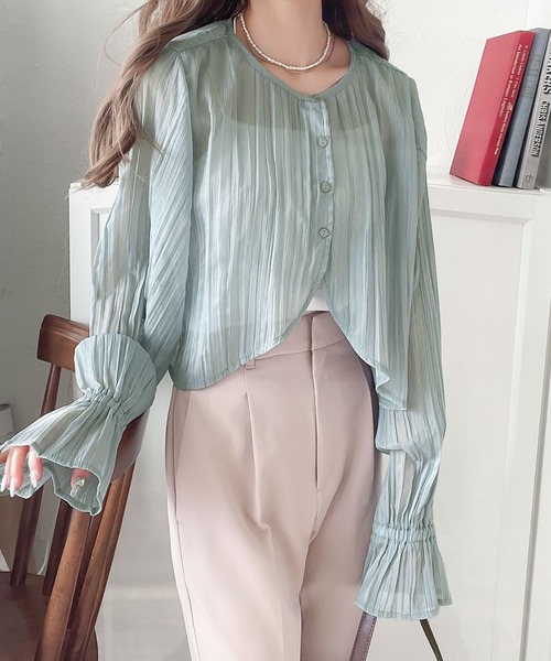 「classicalelf」 長袖ブラウス LARGE ブルー レディース_画像6