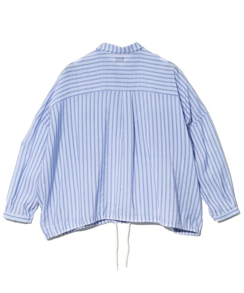 美品 プランテーション シワ加工 ストレッチコットン シアーストライプシャツ go slow caravan（ゴースローキャラバン） ブラウス シャツ GENTIL