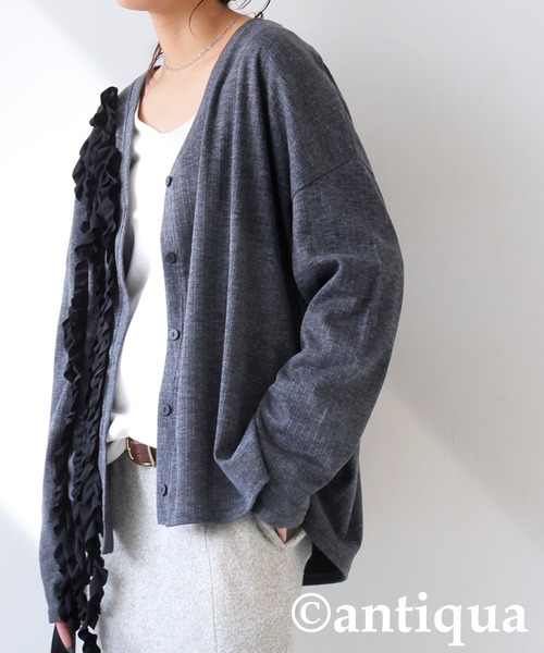 「antiqua」 カーディガン ONESIZE ブラック レディース_画像7