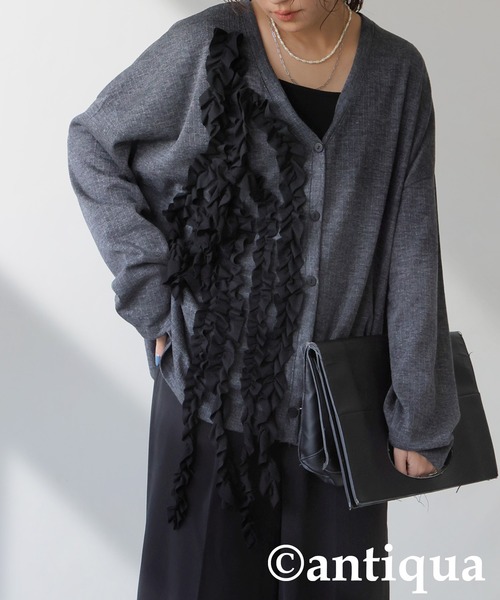 「antiqua」 カーディガン ONESIZE ブラック レディース_画像9