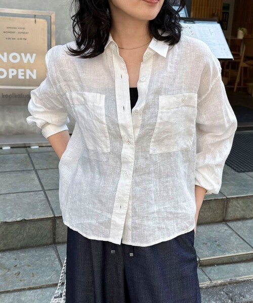 「fredy emue」 長袖シャツ 38 オフホワイト レディース_画像6
