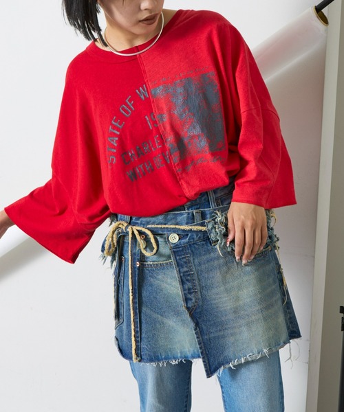 「etsinta」 半袖カットソー ONE SIZE グレー レディース_画像4
