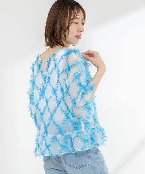 フリンジラメジャガード2wayオフショルブラウス NOLLEY'S（ノーリーズ） ブラウス シャツ ウォッシャブルバイアス