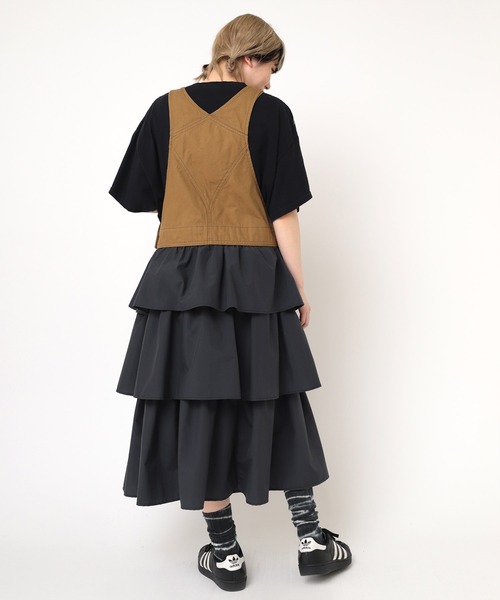 「RNA」 ドッキングワンピース MEDIUM ブラック×ブラック レディース_画像3