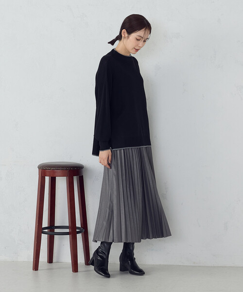 「COMME CA ISM」 プリーツスカート MEDIUM グレイッシュベージュ レディース_画像4