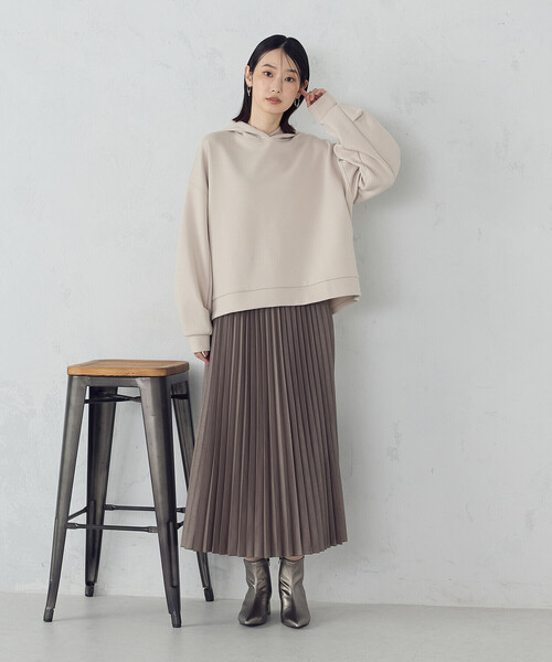 「COMME CA ISM」 プリーツスカート MEDIUM グレイッシュベージュ レディース_画像6