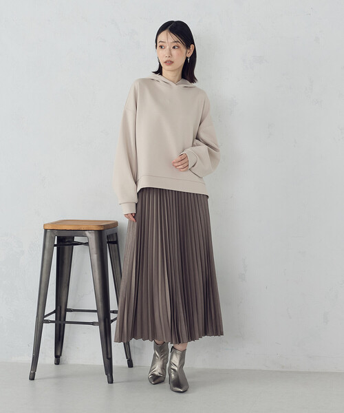「COMME CA ISM」 プリーツスカート MEDIUM グレイッシュベージュ レディース_画像7