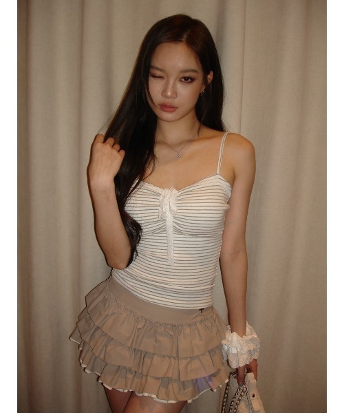 トップス andwang ribbon cami shushu set ANDWANG tシャツ Ribbon Cami Shushu Set レディース : ZOZOTOWN Yahoo