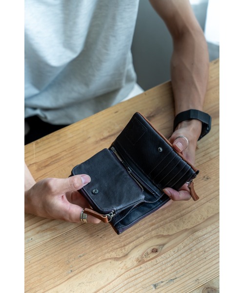 DEVICE 財布 デバイス Work ミリタリー 本革 レザー 型押し 二
