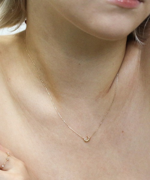 ネックレス ダイヤモンド ムーン ネックレス | K10YG レディースの画像