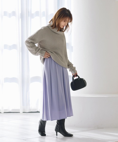 【限定販売】 KOBE LETTUCE スカート ウエストゴムワイドプリーツスカート スカート