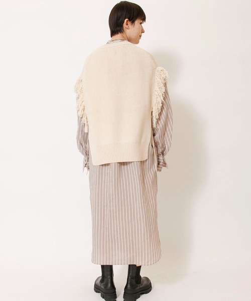 BEBEY's 多混率シワストライプ ライトギャザー ワンピース 黒1 BEBEY's 多混率シワストライプ ライトギャザー ワンピース 黒1 BEBEY's