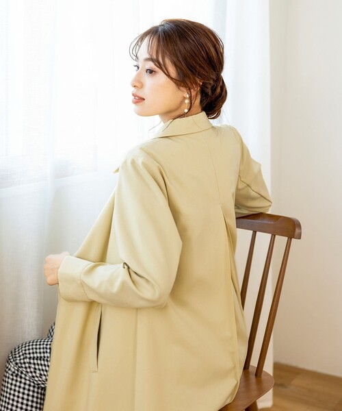 【Tiaclasse】【新品】【洗える】ステンカラーコート イエロー Ｍ 洗える】ステンカラーコート / Tiaclasse | ファッション通販