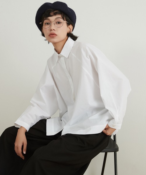 ブラウス シャツ On One's Own 長袖ルーズフィットシャツ綿100％ レディース On One's Own ブラウス シャツ 長袖ルーズフィットシャツ綿100
