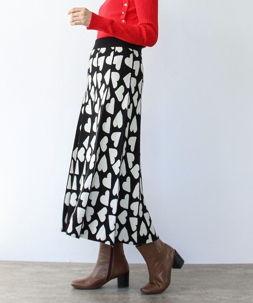 Cepica（セピカ） スカート ハート柄ジャガーニットスカート