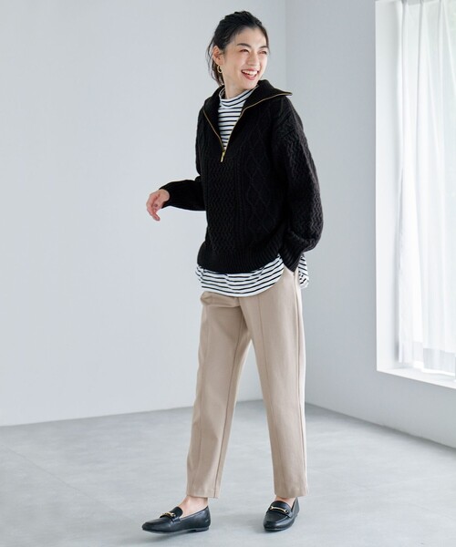ANY（エニィ） ニット セーター ソフトアクリルハーフジップケーブル
